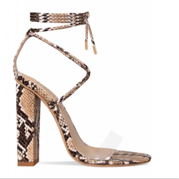 snake print tie up heels